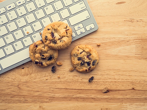 cookies on computer keyboard 